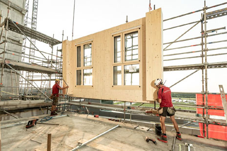 Special components used for the HoHo in Vienna, the tallest wooden building in Austria with 85m.